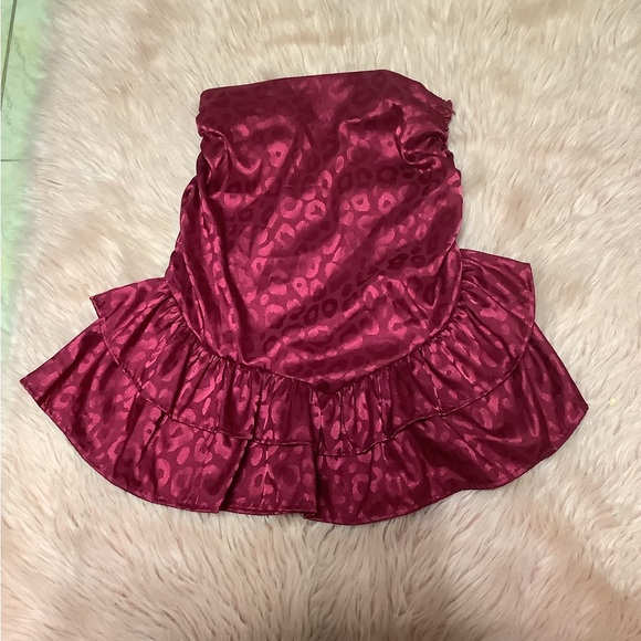 SHEIN Wine color print skirt with ruffles - Picture 5 of 7